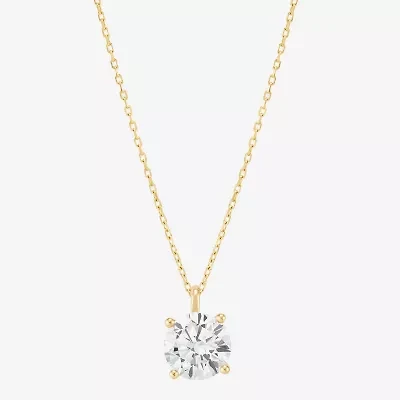 Womens 3 CT. T.W. Lab Grown White Diamond 14K Gold Round Pendant