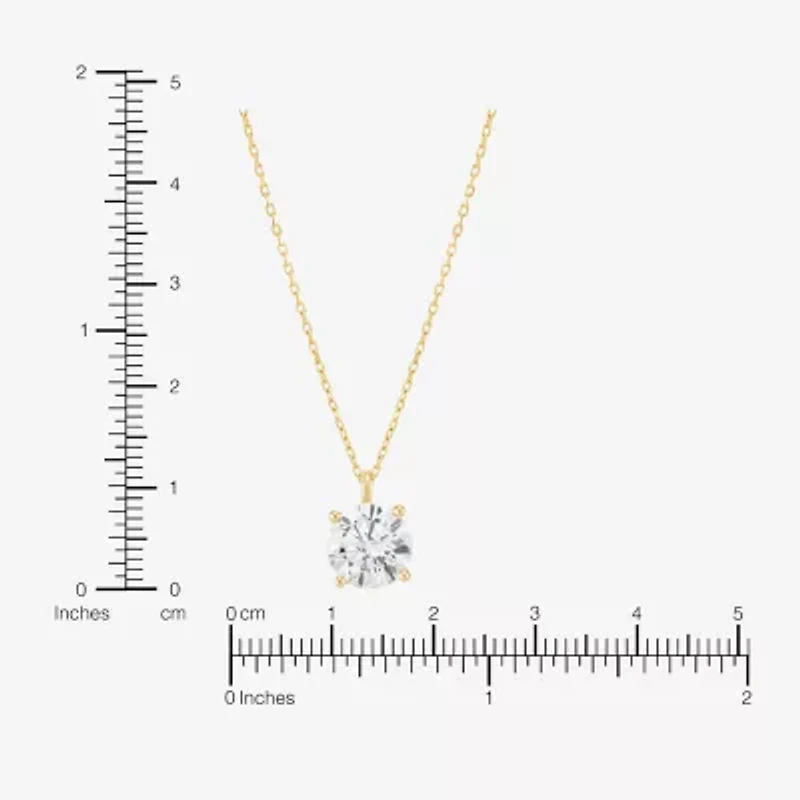 Womens 3 CT. T.W. Lab Grown White Diamond 14K Gold Round Pendant