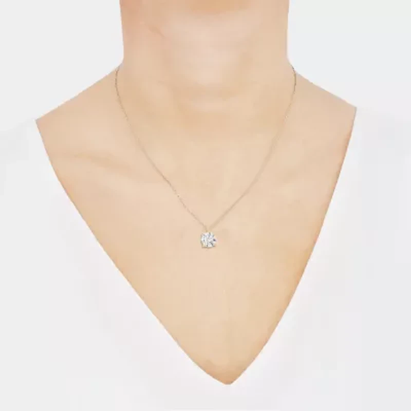 Womens 3 CT. T.W. Lab Grown White Diamond 14K Gold Round Pendant