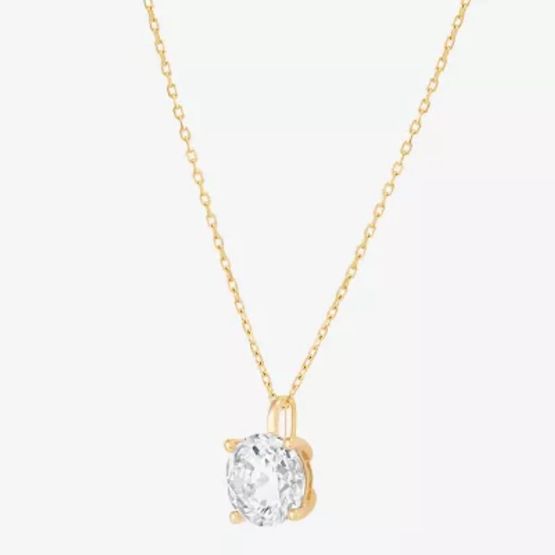 Womens 3 CT. T.W. Lab Grown White Diamond 14K Gold Round Pendant
