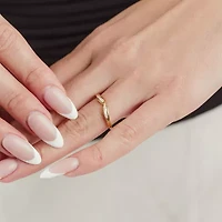 Womens White Diamond 10K Gold Wedding Band