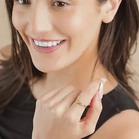 Womens White Diamond 10K Gold Wedding Band