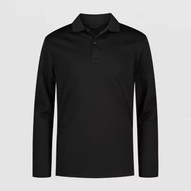 IZOD Little & Big Kid Boys Long Sleeve Regular Fit Wrinkle Resistant Moisture Wicking Polo Shirt