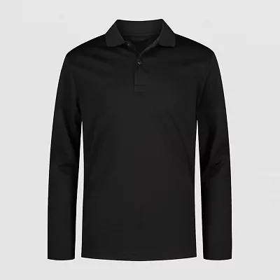 IZOD Little & Big Kid Boys Long Sleeve Regular Fit Wrinkle Resistant Moisture Wicking Polo Shirt