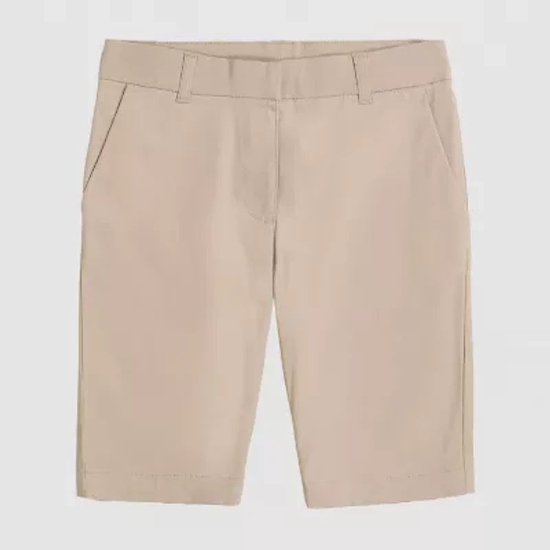 IZOD Little & Big Kid Girls Adaptive Stretch Fabric Adjustable Waist Features Easy-on + Easy-off Bermuda Short