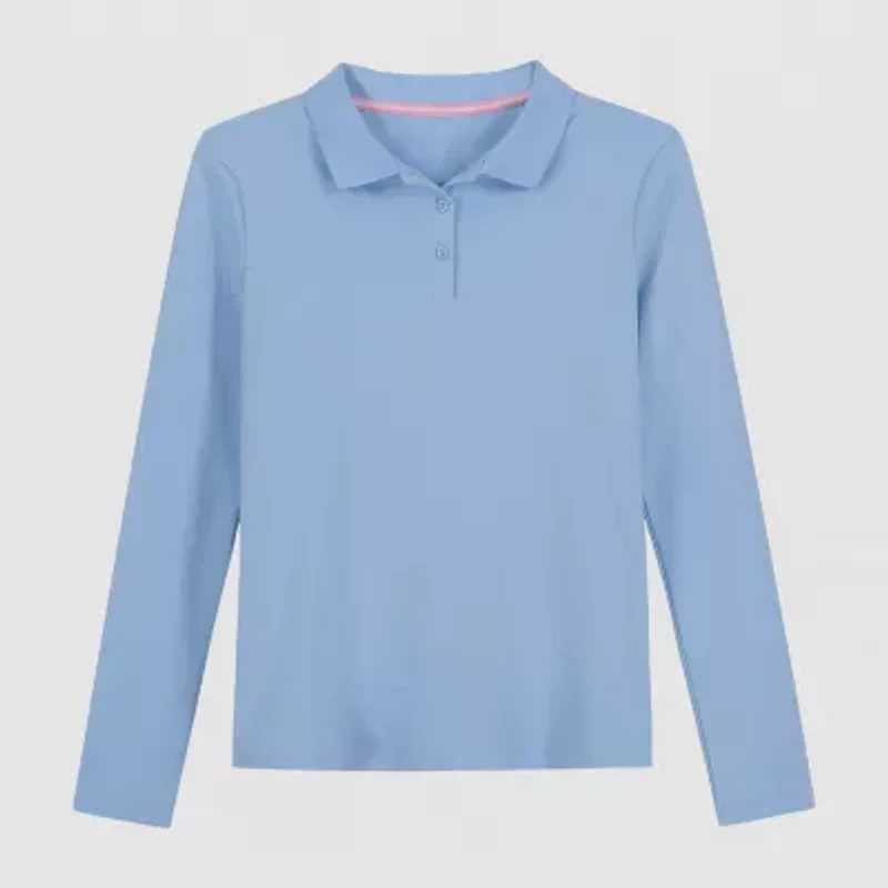 IZOD Little & Big Kid Girls Long Sleeve Regular Fit Stretch Fabric Polo Shirt