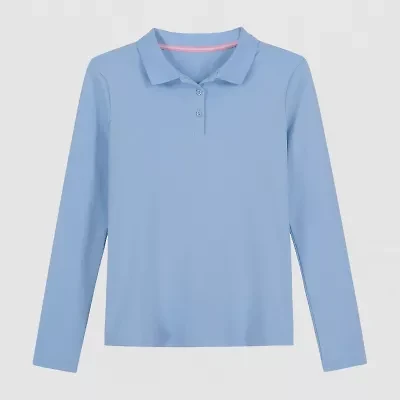 IZOD Little & Big Kid Girls Long Sleeve Regular Fit Stretch Fabric Polo Shirt