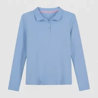 IZOD Little & Big Kid Girls Long Sleeve Regular Fit Stretch Fabric Polo Shirt