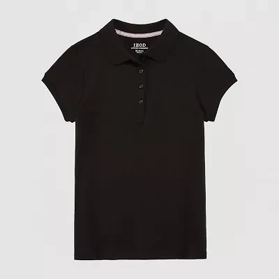 IZOD Little & Big Kid Girls Short Sleeve Regular Fit Stretch Fabric Polo Shirt