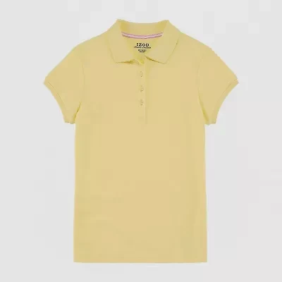 IZOD Little & Big Kid Girls Short Sleeve Regular Fit Stretch Fabric Polo Shirt