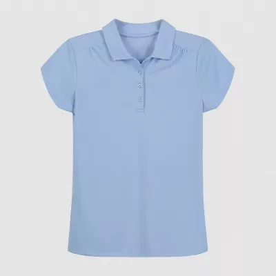 IZOD Performance Mesh Little & Big Kid Girls Short Sleeve Regular Fit Wrinkle Resistant Moisture Wicking Polo Shirt