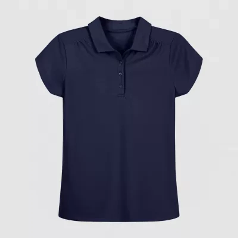 IZOD Performance Mesh Little & Big Kid Girls Short Sleeve Regular Fit Wrinkle Resistant Moisture Wicking Polo Shirt