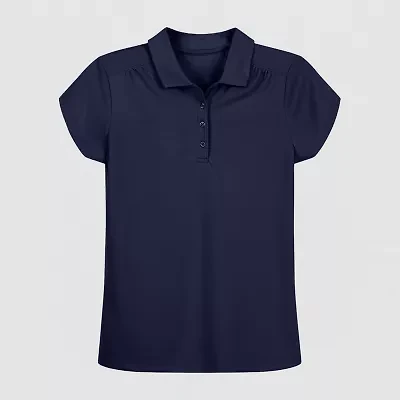 IZOD Performance Mesh Little & Big Kid Girls Short Sleeve Regular Fit Wrinkle Resistant Moisture Wicking Polo Shirt