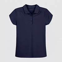 IZOD Performance Mesh Little & Big Kid Girls Short Sleeve Regular Fit Wrinkle Resistant Moisture Wicking Polo Shirt