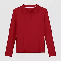 IZOD Little & Big Kid Girls Long Sleeve Regular Fit Stretch Fabric Polo Shirt