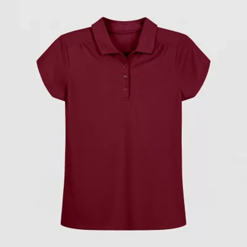 IZOD Performance Mesh Little & Big Kid Girls Short Sleeve Regular Fit Wrinkle Resistant Moisture Wicking Polo Shirt
