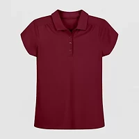 IZOD Performance Mesh Little & Big Kid Girls Short Sleeve Regular Fit Wrinkle Resistant Moisture Wicking Polo Shirt