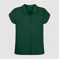 IZOD Performance Mesh Little & Big Kid Girls Short Sleeve Regular Fit Wrinkle Resistant Moisture Wicking Polo Shirt