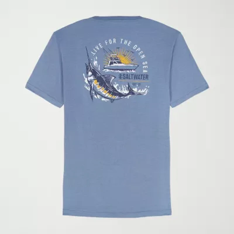 IZOD Saltwater Mens Crew Neck Short Sleeve Regular Fit Big and Tall Graphic T-Shirt