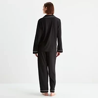 Ambrielle Womens V-Neck Long Sleeve 2-pc. Pajama Sets