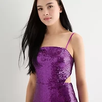 Emerald Sundae Womens Juniors Sleeveless Sequins Bodycon Dress