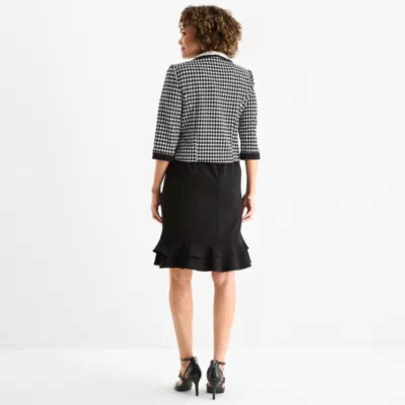 Maya Brooke Womens Plaid Jacket Dress