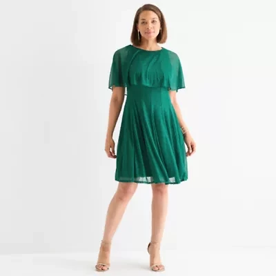 Danny & Nicole Womens Short Sleeve Fit + Flare Dress