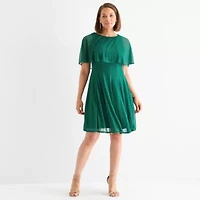 Danny & Nicole Womens Short Sleeve Fit + Flare Dress