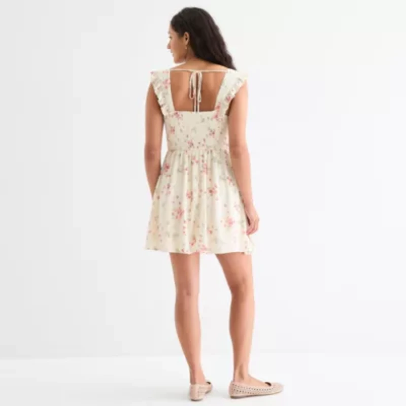 Arizona Womens Short Sleeve Juniors Fit + Flare Dress
