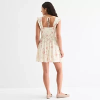 Arizona Womens Short Sleeve Fit + Flare Dress Juniors