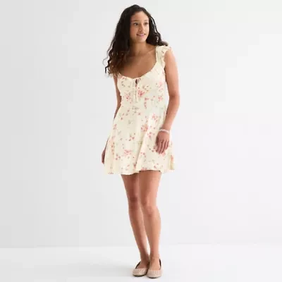 Arizona Womens Short Sleeve Fit + Flare Dress Juniors