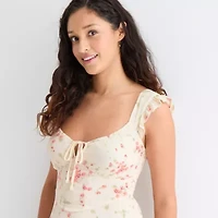 Arizona Womens Juniors Short Sleeve Fit + Flare Dress