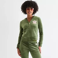 Juicy By Couture Womens Juniors Hooded Lightweight Track Jacket