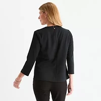 Liz Claiborne Womens Crew Neck 3/4 Sleeve Blouse