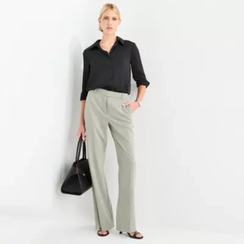 Worthington Womens Long Sleeve Satin Blouse