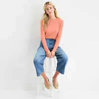 a.n.a Womens Crew Neck Long Sleeve T-Shirt