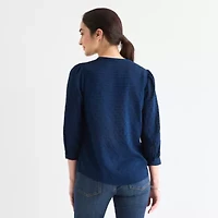 St. John's Bay Womens Crew Neck Long Sleeve Blouse