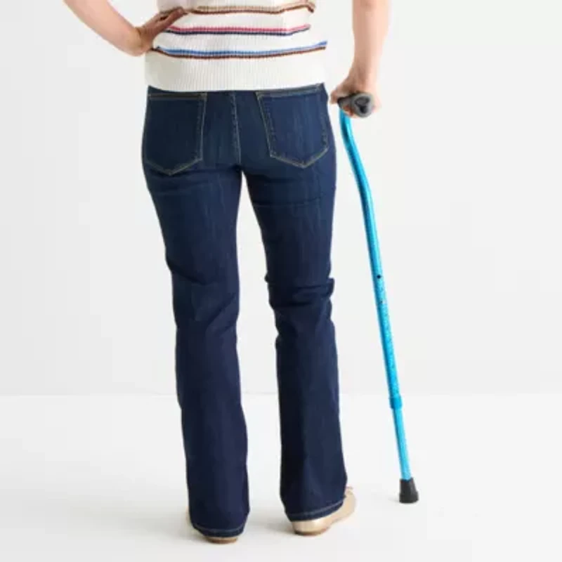 St. John's Bay Adaptive Womens Mid Rise Bootcut Seated Wear Jean