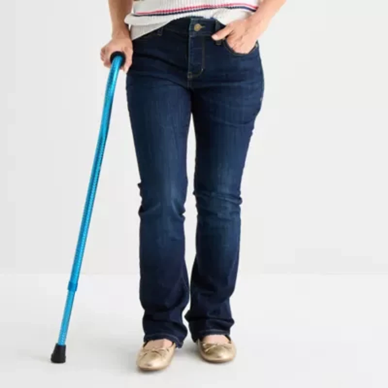 St. John's Bay Adaptive Womens Mid Rise Bootcut Seated Wear Jean