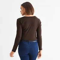 Liz Claiborne Womens V Neck Long Sleeve T-Shirt