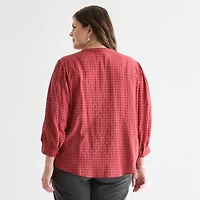 St. John's Bay Womens Plus 3/4 Sleeve Blouse