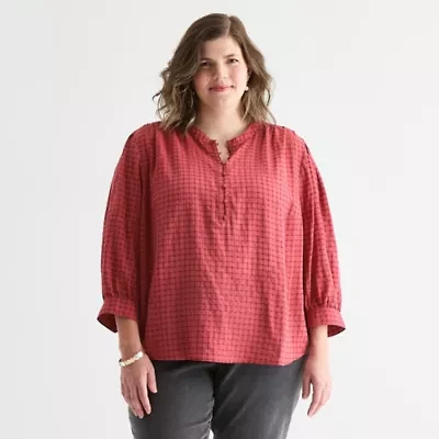 St. John's Bay Womens Plus 3/4 Sleeve Blouse
