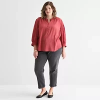 St. John's Bay Womens Plus 3/4 Sleeve Blouse