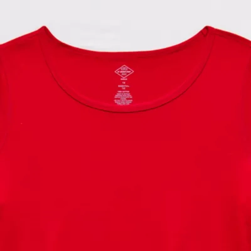 St. John's Bay Womens Plus Easy-on + Easy-off Crew Neck Long Sleeve Adaptive T-Shirt