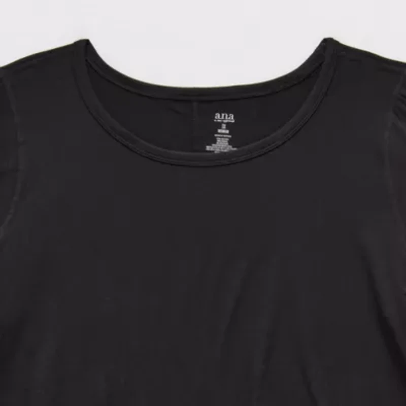 a.n.a Womens Round Neck Long Sleeve Adaptive Plus T-Shirt
