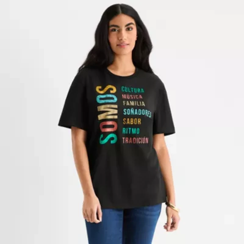 Hope & Wonder Hispanic Heritage Month Unisex Adult Crew Neck Short Sleeve Regular Fit Graphic T-Shirt