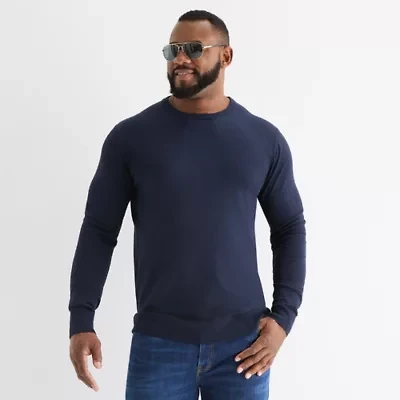 St. John's Bay Fine Gauge Big and Tall Mens Crew Neck Long Sleeve Pullover Sweater