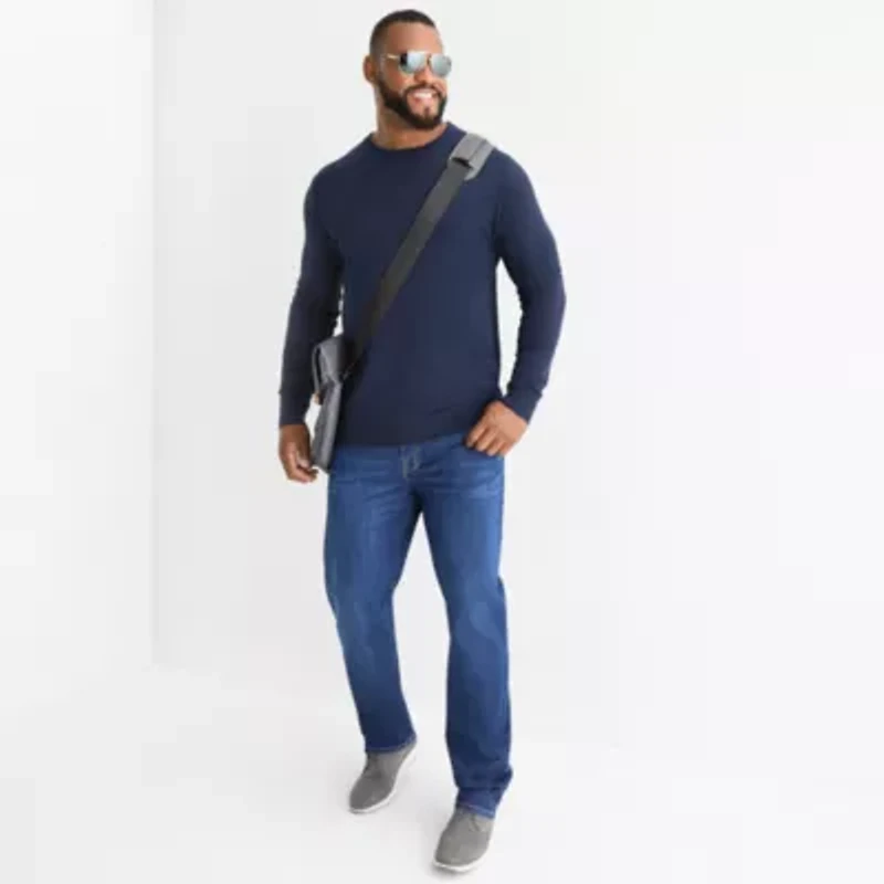 St. John's Bay Fine Gauge Big and Tall Mens Crew Neck Long Sleeve Pullover Sweater