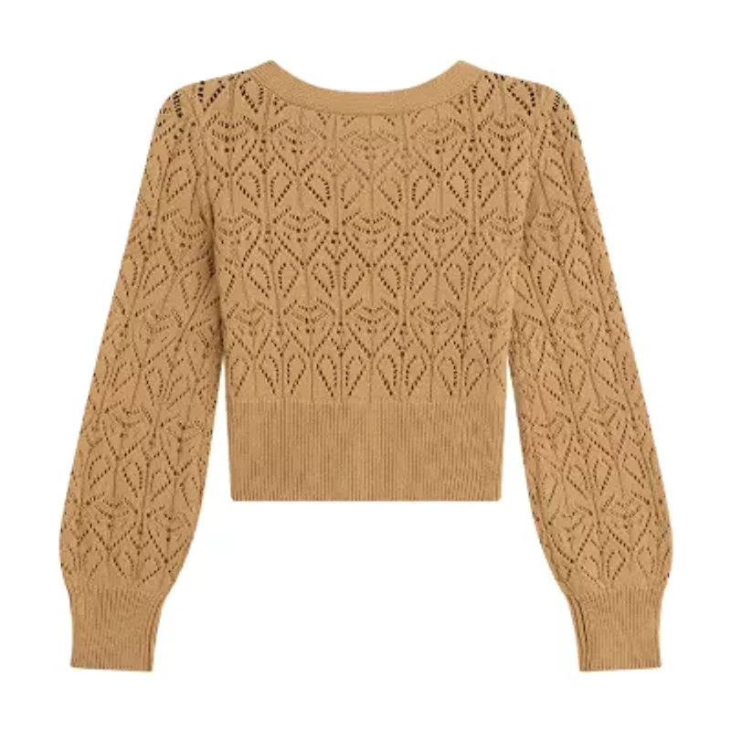 Byer California Little & Big Kid Girls V Neck Long Sleeve Button Cardigan