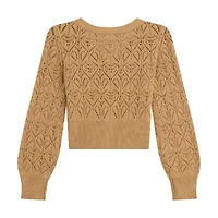 Byer California Little & Big Kid Girls V Neck Long Sleeve Button Cardigan